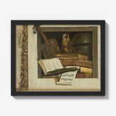 Still Life with Books, Sheet Music, Violin, Celestial Globe and an Owl by Jacob van Campen - thumbnail_1_bf_66fe7d788213847b6f357bfa